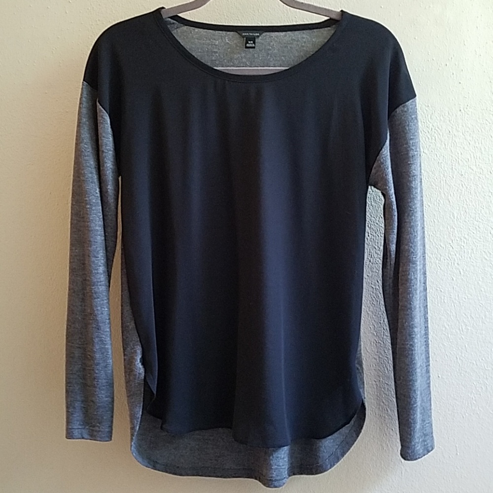 Ann Taylor Mixed Media Long Sleeve Blouse